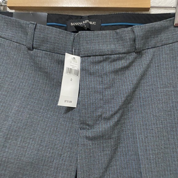 Banana Republic Blue Logan 0 Mid Rise Straight Fit Trouser Pant New Plaid Black - Picture 6 of 14